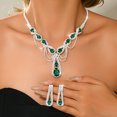 thumbnail image 1 of AEXTO Silver-Tone Teardrop Crystal Jewelry Set Statement Necklace, Linear Dangle Earrings, Adjustable Ring & Tennis Bracelet, Elegant Rhinestone Accessories for Women, Perfect for Wedding, 1 of 11