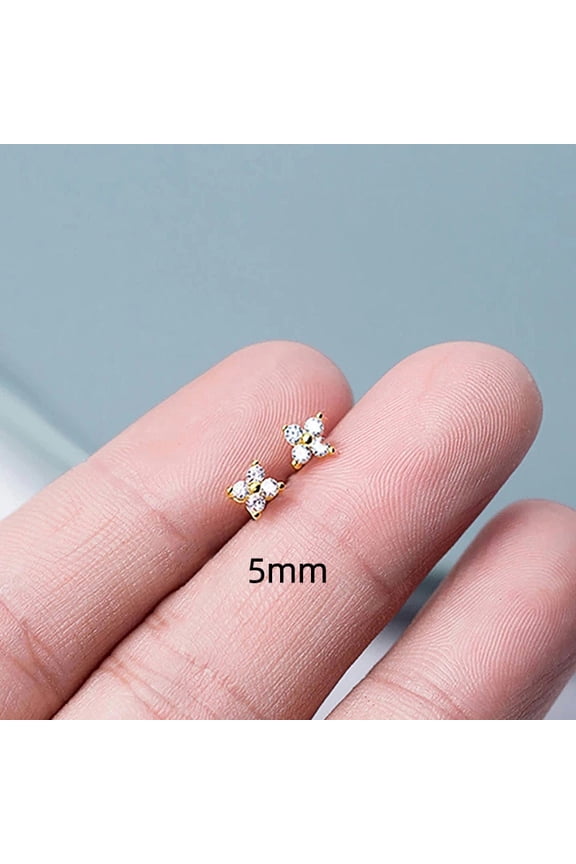 Small Gold Hoop Earrings Set for Women: Diamond-Shine Cubic Zirconia Stud Earrings 14K Gold Plated Hypoallergenic Non-Tarnish, Stack Mini Cute Trendy Statement Earrings Gift