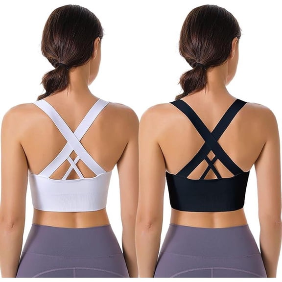 AEXTO Sports Bra for Women Padded Medium Support Criss Cross Strappy Bras Seamless High Impact Yoga Exercise Athletic Bras gym sport bra