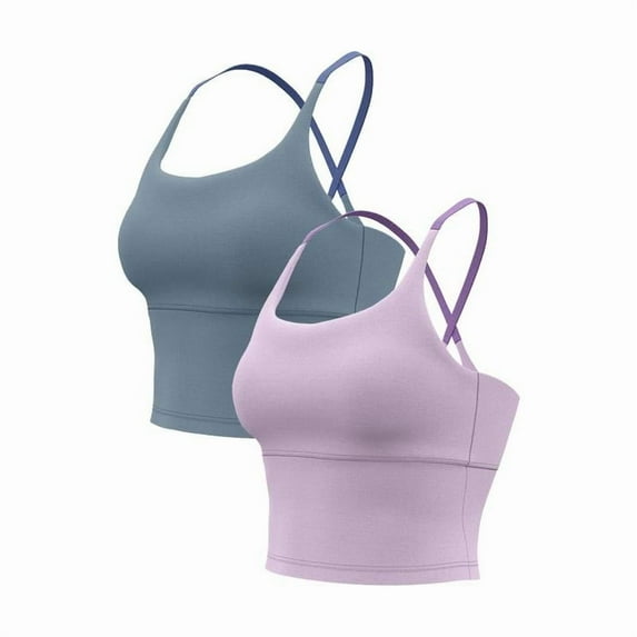 AEXTO Sporty Women's Plain Criss Cross Sports Bra, Comfort and Durability Sports Crop Cami Top, Ladies Sportswear for Indoor Outdoor Wear, Gym Clothes