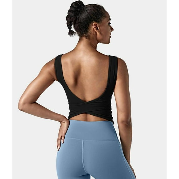 AEXTO U Neck Backless Crossover Barre Ballet Dance Tank Top Style Solid Sports Vest Stretchable Activewear Workout Vest # summer # summervibes # dealsforyoudays # NovaTopFinds