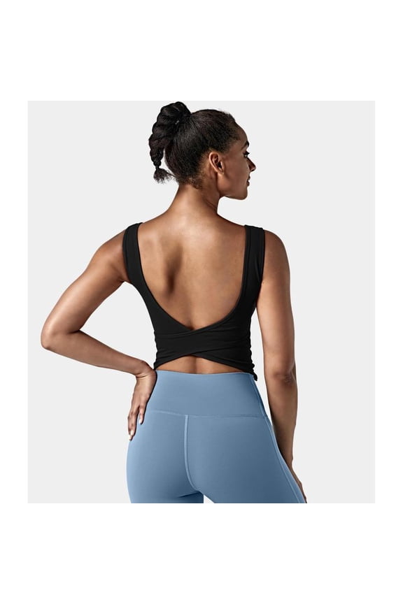 U Neck Backless Crossover Barre Ballet Dance Tank Top Style Solid Sports Vest Stretchable Activewear Workout Vest # summer # summervibes # dealsforyoudays # NovaTopFinds