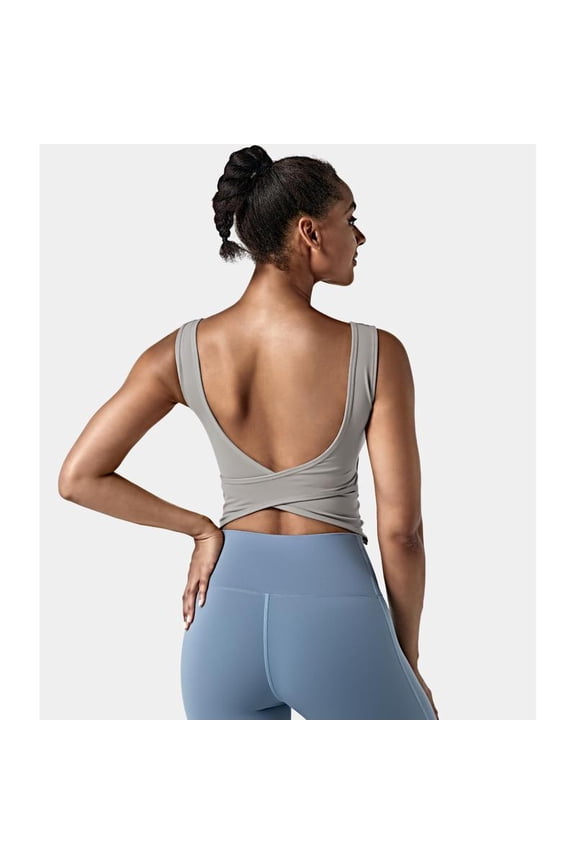 U Neck Backless Crossover Barre Ballet Dance Tank Top Style Solid Sports Vest Stretchable Activewear Workout Vest # summer # summervibes # dealsforyoudays # NovaTopFinds