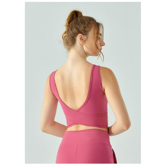 AEXTO U Neck Backless Crossover Barre Ballet Dance Tank Top Style Solid Sports Vest Stretchable Activewear Workout Vest # summer # summervibes # dealsforyoudays # NovaTopFinds