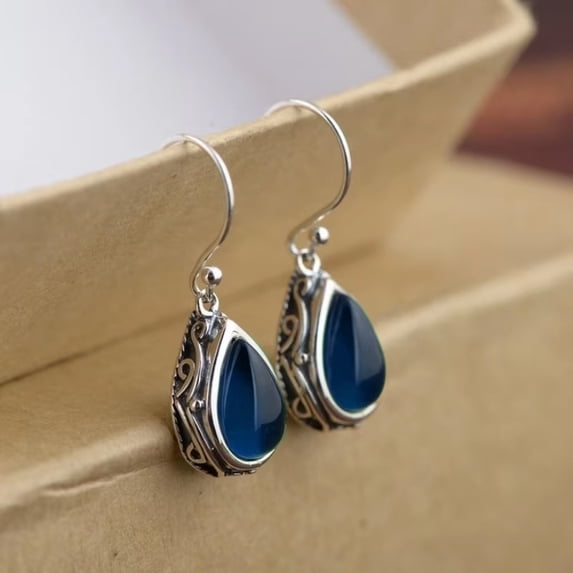 AEXTO Vintage Teardrop Earrings for Women Trendy, Lightweight Birthstone Dangle Earrings with Silver Hook, Valentine's Day Gifts Jewelry