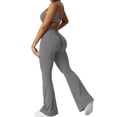 thumbnail image 1 of AEXTO Women Sleeveless Flare Jumpsuits Sexy Backless Tank Tops Bodycon Scrunch Butt Yoga Rompers Seamless Unitard Playsuit Sportswear, Activewear Clothing, 1 of 7