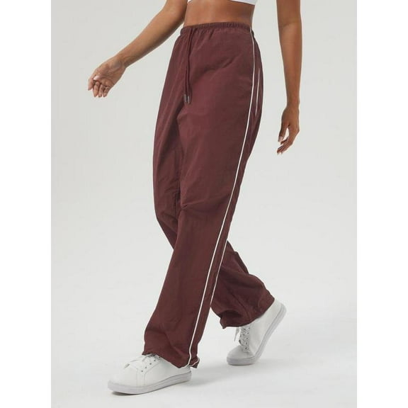 AEXTO Women's Contrast Binding Drawstring Joggers, Casual Pocket Trousers for Fall & Winter, Women's Bottoms for Daily Wear