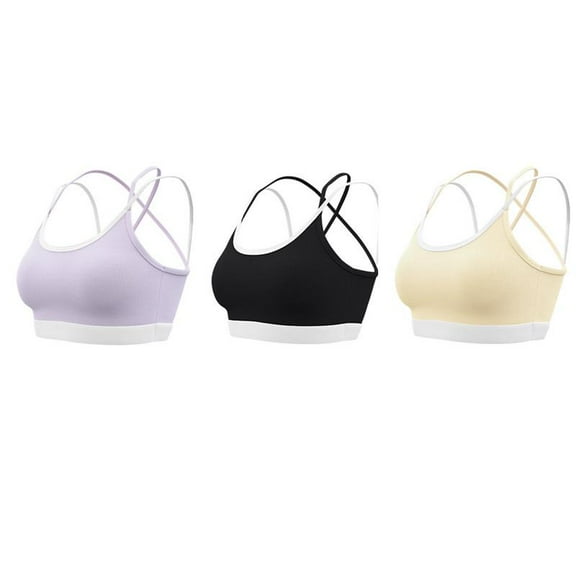 AEXTO Women's High Support Racerback Sports Bra with Cross Strap Design - Full Coverage Wireless Padded Yoga Gym Workout Bra, Breathable Stretchy Nylon/Elastane Blend, Pads & Scoop Neck