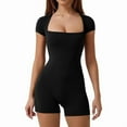 thumbnail image 1 of AEXTO Women's Jumpsuit Shorts Square Neck Tight Fitting Short Sleeved Jumpsuit High Elasticity Sportswear Push Up Outdoor Training Suit Gym Yoga Jumpsuit, 1 of 5