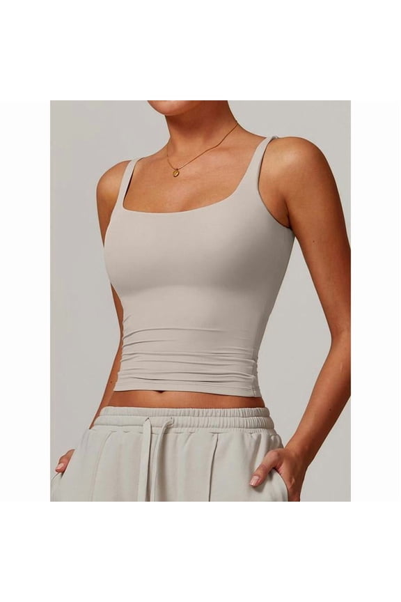 Women's Solid Color Sports Vest, Comfortable Breathable Sleeveless Top for Yoga Gym Running, All-Season Athletic Wear, Sleeveless Gym Tops