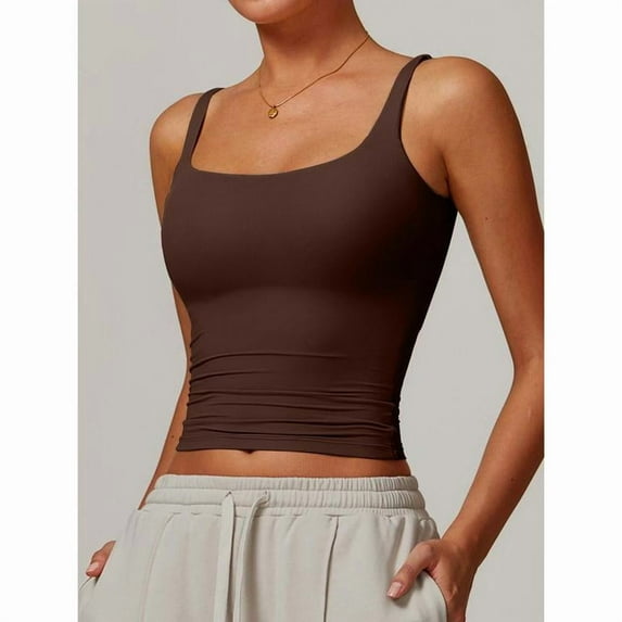 AEXTO Women's Solid Color Sports Vest, Comfortable Breathable Sleeveless Top for Yoga Gym Running, All-Season Athletic Wear, Sleeveless Gym Tops