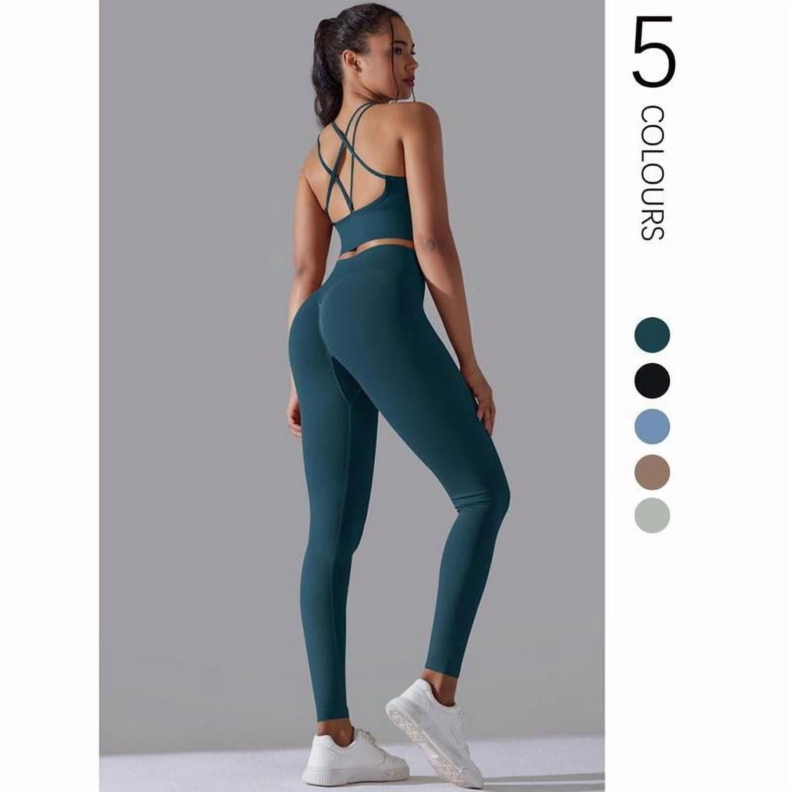 Women's Sports Bra & High Waist Leggings Tracksuit Set, Breathable Yoga Set, Ladies Sportswear for Indoor Outdoor Wear
