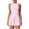 thumbnail image 1 of AEXTO Womens Tennis Golf Dress with Built-in Bra Shorts Zipper Slim Fit A-line Hem Skirt Athletic Dresses with Pockets, 1 of 7