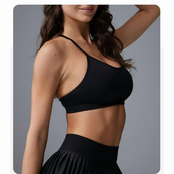 AEXTO YOGA Butterluxe Womens Y Back Sports Bra - Padded Racerback Low impact Spaghetti Thin Strap Workout Yoga Bra