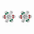 thumbnail image 1 of AEXTO parkling Snowflake Earrings with Red & Green Gemstones - -Tone Christmas Dainty Studs, Year-Round Elegant for Parties, Weddings, New Year's Eve - No Plating Holiday Snowflake Earrings, 1 of 17