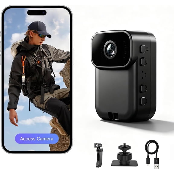 AEZ Body Camera with Audio & Video Recording, 1080P HD Wearable POV Camera with Night Vision, 460-Min Battery, WiFi App Control, Portable Action Camera for Vlogging Travel Work Security (No SD Card)