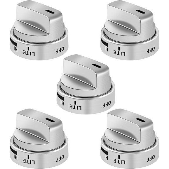 AEZ73453509 Stove Knob Replacements Fit for lg Gas Range/Oven Models LRG3095ST LRG3091ST LRG3093ST LRG3085ST LRG3036ST LRG3035ST, Replaces AEZ72909008 AP5669773 2347547 PS7321756, 5 Pack Silver