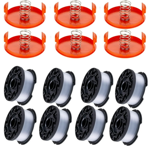 AF-100,14 Pack Compatible with Black+Decker, AF-100 0.065" String Refill 240ft Automatic Feed String Trimmer Replacement Spool Line for Black&Decker(8 Spool+6 Cap+6 Spring)