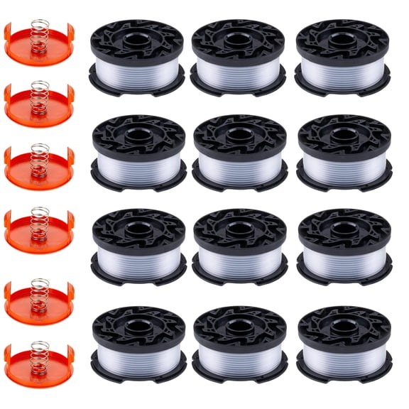 AF-100,18 Pack Compatible with Black+Decker, AF-100 0.065" String Refill 240ft Automatic Feed String Trimmer Replacement Spool Line for Black&Decker(12 Spool+6 Cap+6 Spring)