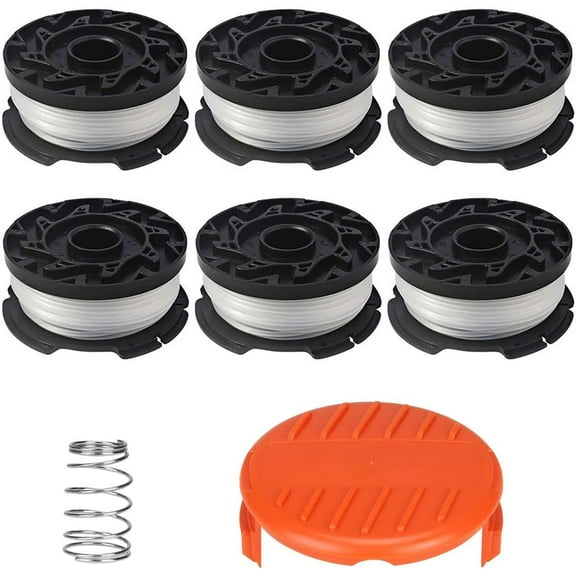 AF-100 30ft 0.065” Replacement Spools for Black Decker GH900 GH600 LST522 LCC140 String Trimmer Weed Eater Refills Auto-Feed Spool (6 Spool,1 Cap,1 Spring)