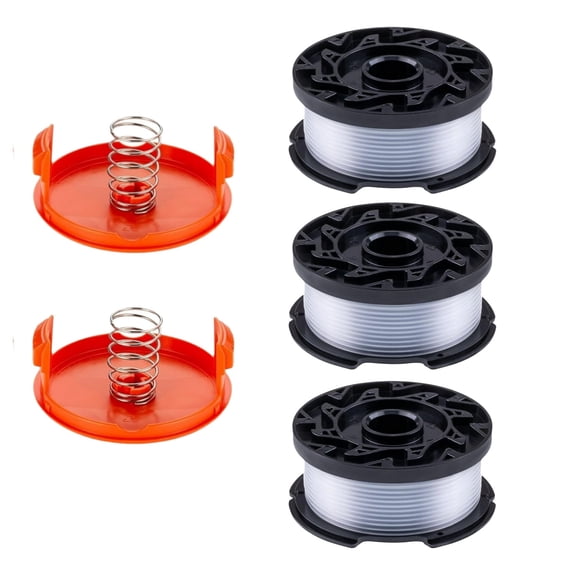 AF-100,5 Pack Compatible with Black+Decker, AF-100 0.065" String Refill 240ft Automatic Feed String Trimmer Replacement Spool Line for Black&Decker(3 Spool+2 Cap+2 Spring)