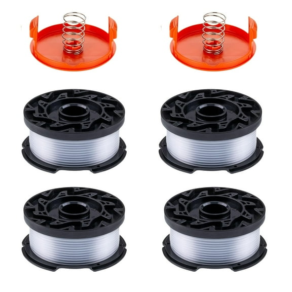 AF-100,6 Pack Compatible with Black+Decker, AF-100 0.065" String Refill 240ft Automatic Feed String Trimmer Replacement Spool Line for Black&Decker(4 Spool+2 Cap+2 Spring)