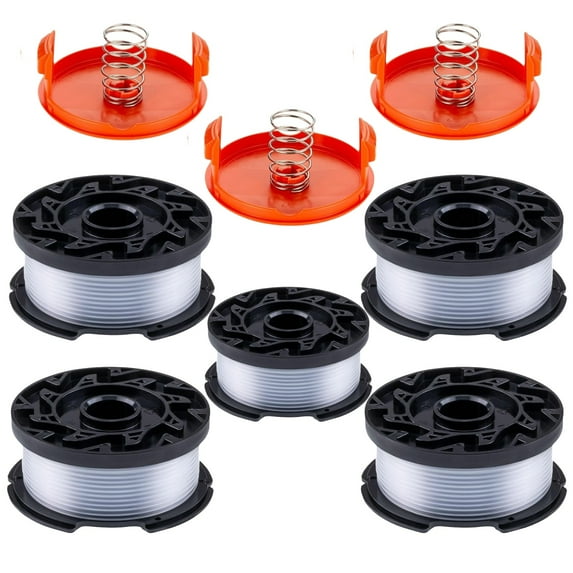 AF-100,8 Pack Compatible with Black+Decker, AF-100 0.065" String Refill 240ft Automatic Feed String Trimmer Replacement Spool Line for Black&Decker(5 Spool+3 Cap+3 Spring)