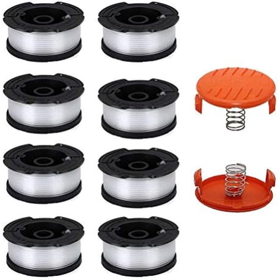 AF-100 Spool Compatible with Black & Decker AF-100-3ZP 0.065" String Trimmer Line Replacement for GH900 GH600 String Trimmer (8 Spools + 2 Caps and Springs)$$Tools