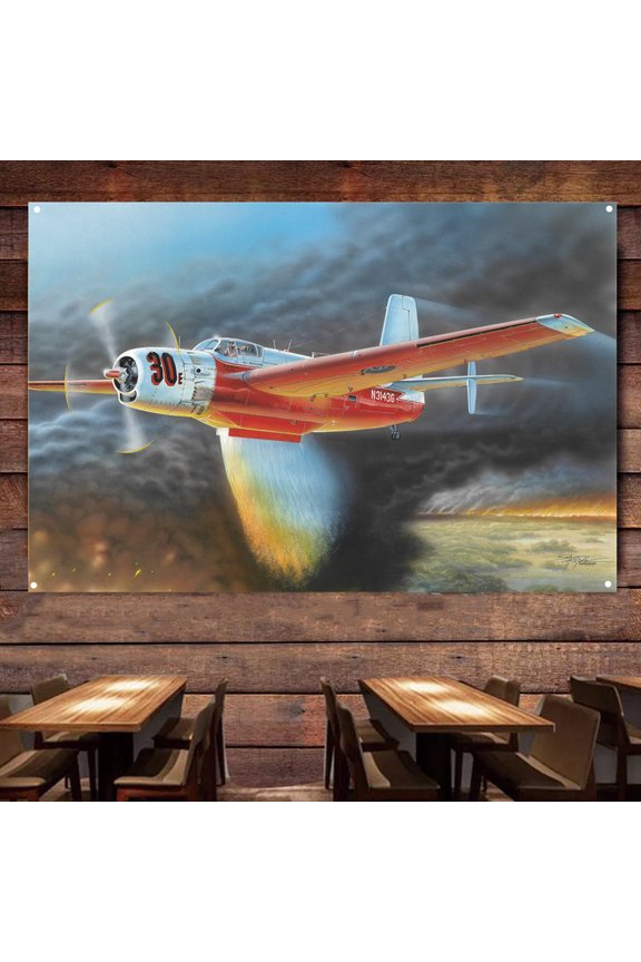 AF-2 Guardian Fire Bomber Fighter Plane Poster Wall Hanging Flag - 38" x 57" Air Force Art Banner For Military Buffs - Home Wall Decoration Painting - Best Gift for Army Fans