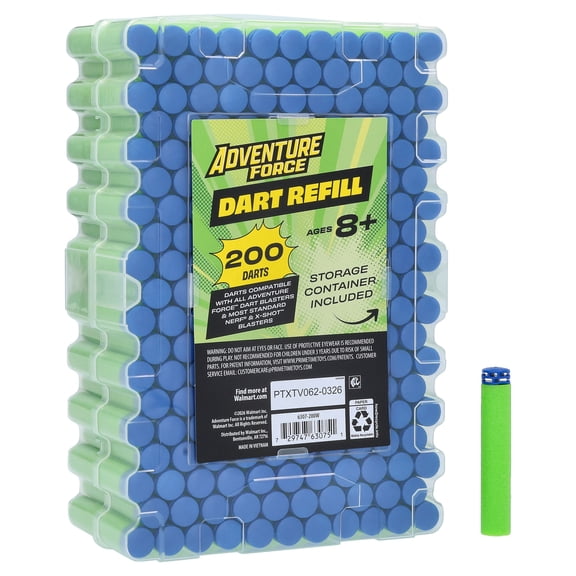Adventure Force 200 Dart Blaster Refill Pack, Foam - Universal Design Compatible with Most Standard Full-Length NERF Elite and XShot Dart Blasters