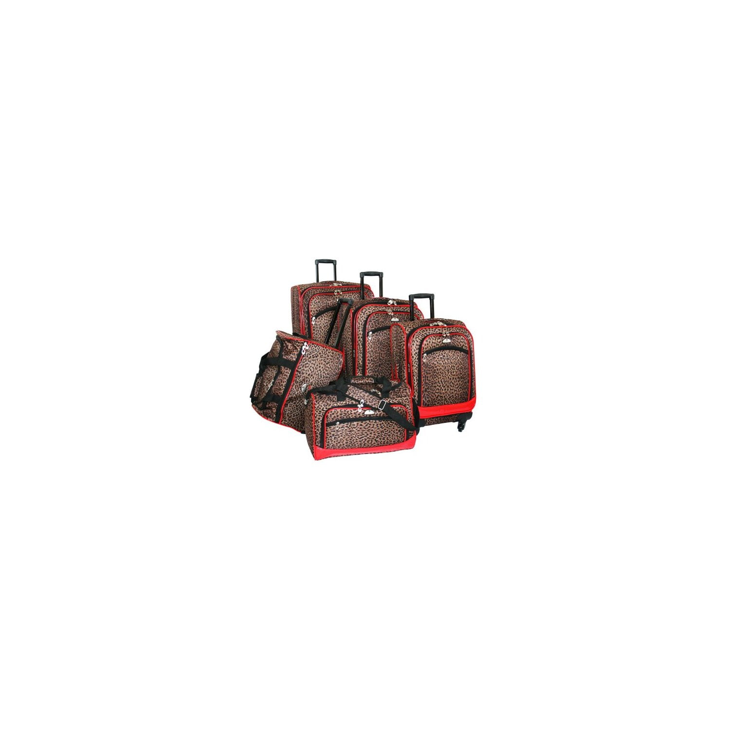 AF 5P Luggage Set Leopard Red - Walmart.com