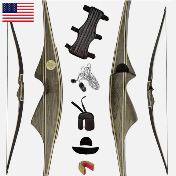 AF Archery 62" One Piece USA Longbow Traditional Recurve Bow Walnut Bow 60lbs Kit