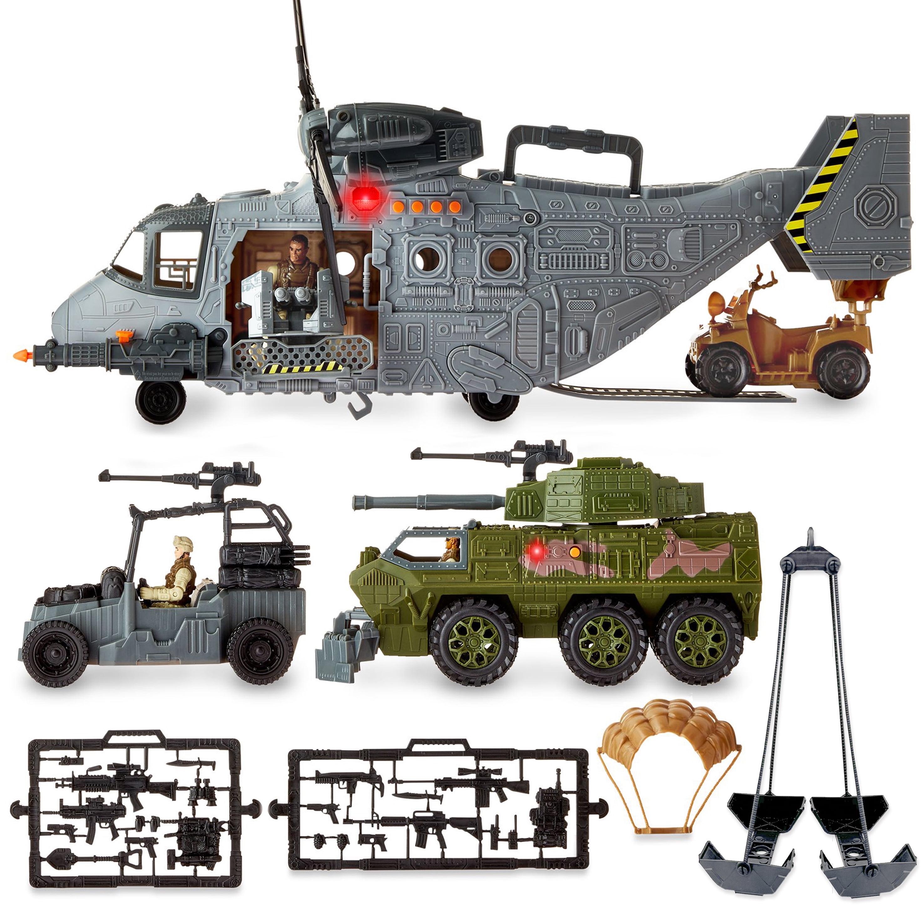 Adventure Force Giant Military Helicopter Play Set, 37 Pieces
