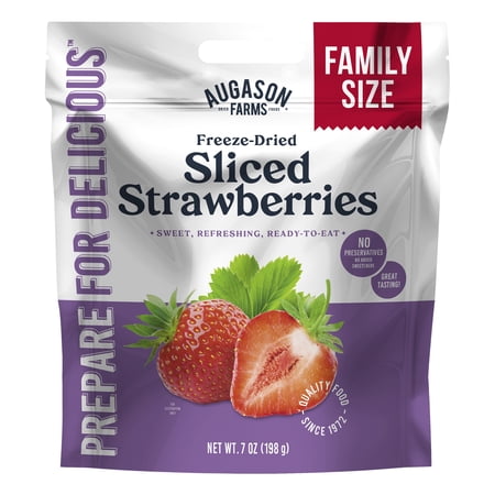 Augason Farms Freeze Dried Strawberry Family Sized Pouch; 20 servings; Smoothies; Snacks; Camping; Prepared Foods; Cereal Topper; Trail Mix; Baking