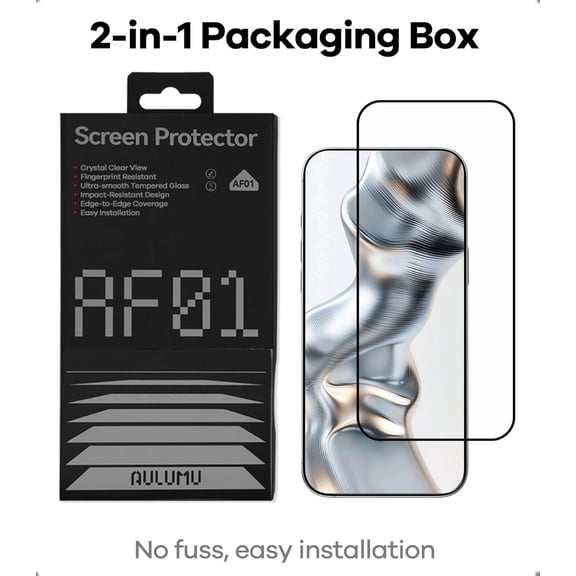 AF01 iPhone 17 Pro Max Screen Protector | Eco-Bubble-and-Dust-Free Box | Scratch & Smudge Resistant | HD Tempered Glass | Military Grade Shatterproof & Ultra Durable | Easy Installation