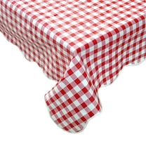 DurableDelights Red White Checkered Vinyl Flannel Waterproof Tablecloth for Picnic/Party, Indoor/Outdoor - 54" x 72"