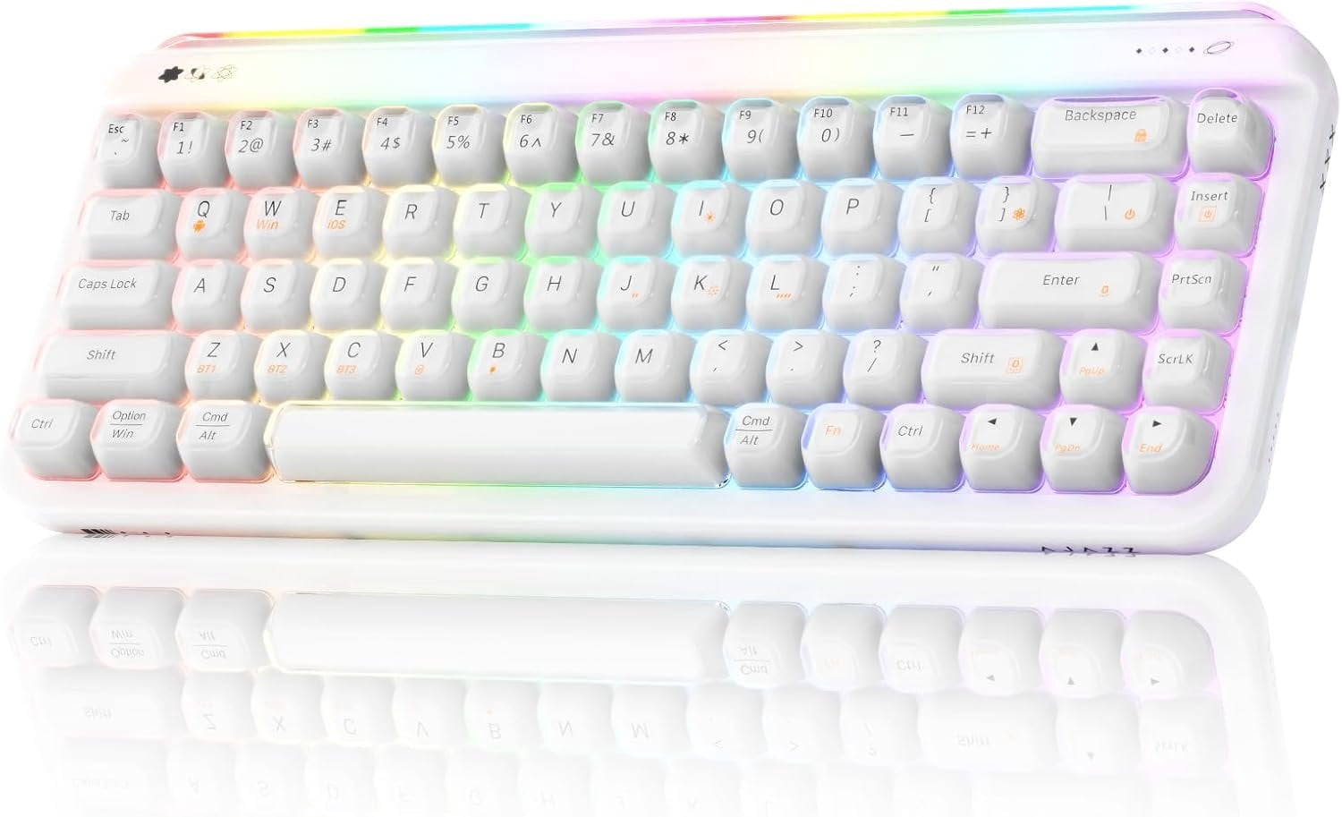 AF68 Membrane Keyboard, 68% Layout 68-Key Gaming Keyboard, 2.4 GHz/Type-C/BT, RGB Lighting Effects with Integrated Side Light Bar, 4000mAh , Translucent Keycaps