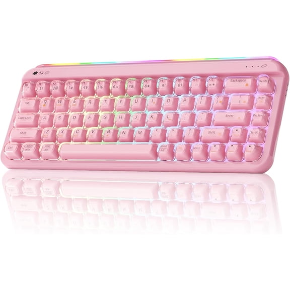 AF68 Membrane Keyboard, 68% Layout 68-Key Gaming Keyboard, 2.4 GHz/Type-C/BT, RGB Lighting Effects with Integrated Side Light Bar, 4000mAh , Translucent Keycaps