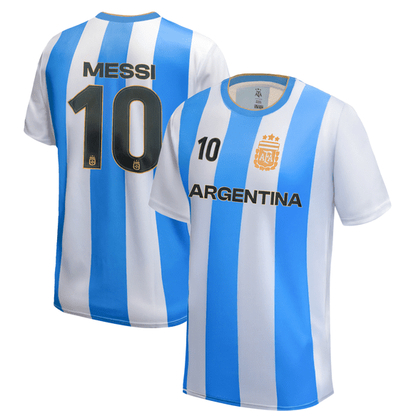 Argentina Men's National Soccer Team Jersey, AFA T Shirt for Men, Blue and White Large