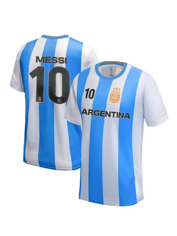 Argentina Men's National Soccer Team Jersey, AFA T Shirt for Men, Blue and White Large