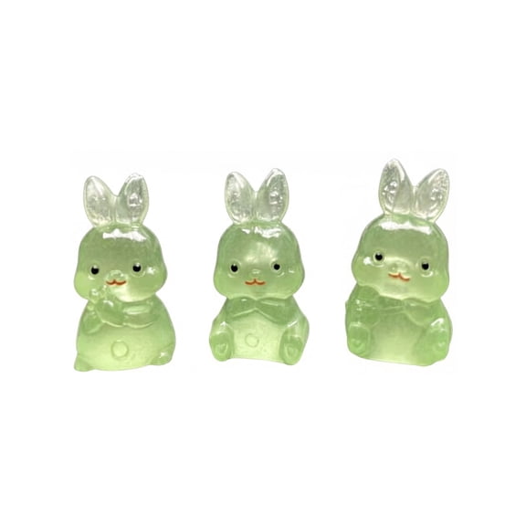 AFACUHX 10PC Glow In The Dark Bunny Figurines Luminous Rabbit Statues Cute Colorful Miniature for Fairy Garden Yard Patio Desk Home Decor