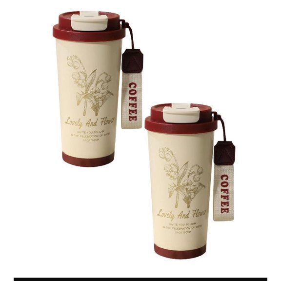 AFACUHX 2PC Stainless Steel Vacuum Cup for Cold Hot Beverages Suitable for All Weather with Exquisite Floral Print