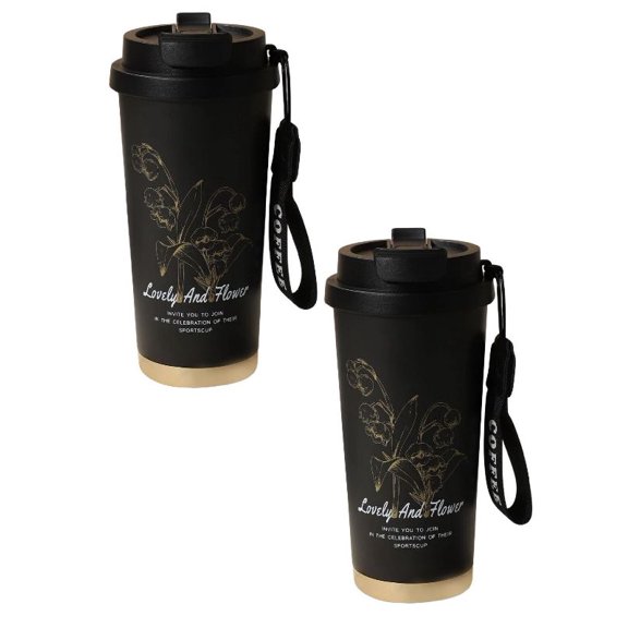 AFACUHX 2PC Stainless Steel Vacuum Cup for Cold Hot Beverages Suitable for All Weather with Exquisite Floral Print