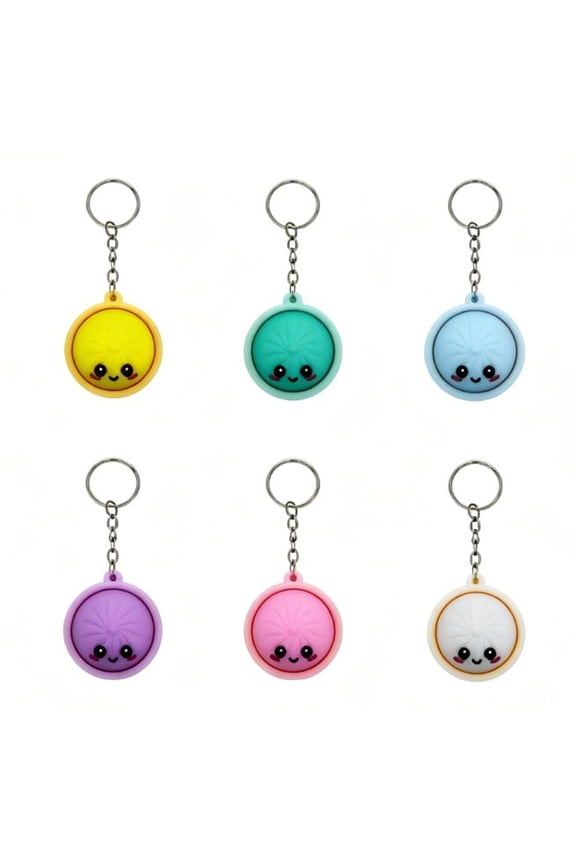 6PC Glowing Dumpling Keychain Crisp Clicker Sound Touch Sensing Glowing Dumpling Stress Relief Clicker Keychain for Hard Anxiety & Focus Quiet for Adults At Work Travel Home