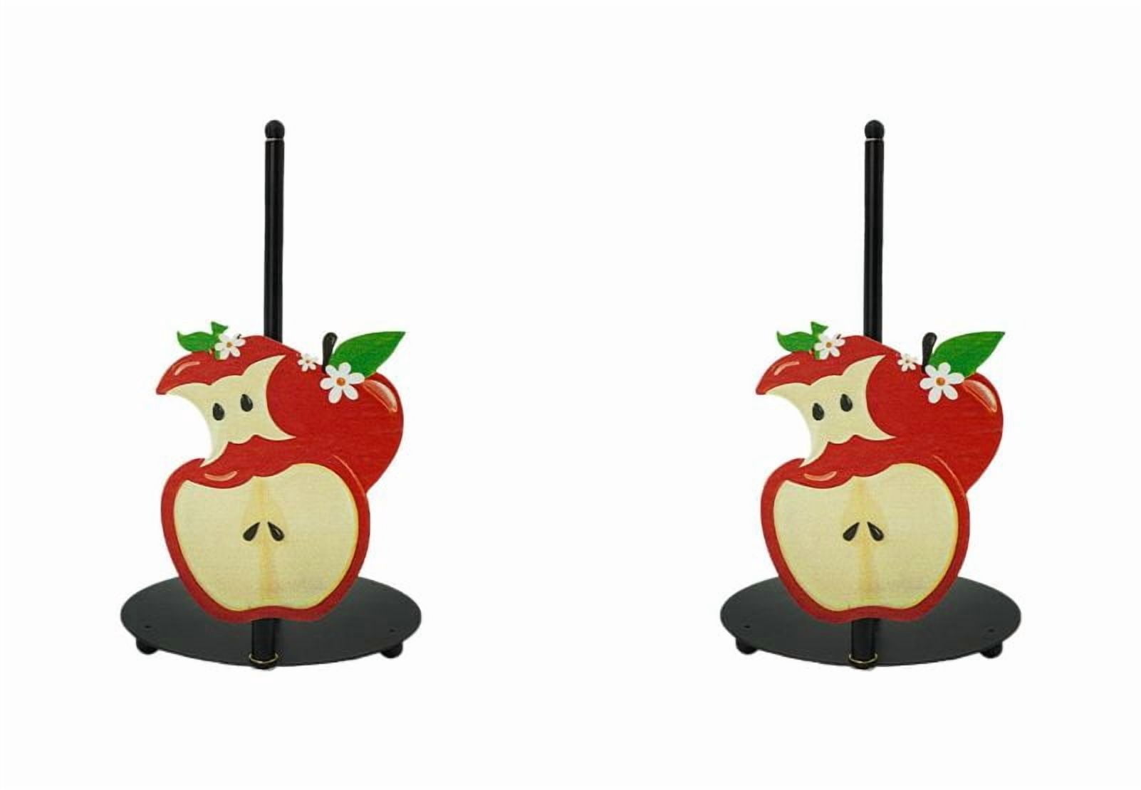 AFACUHX Apple Pattern Metal Paper Towel Holder Cute Countertop Kitchen Decor Farmhouse Large Weighted Tissue Stand for Bathroom Dining (2PC)