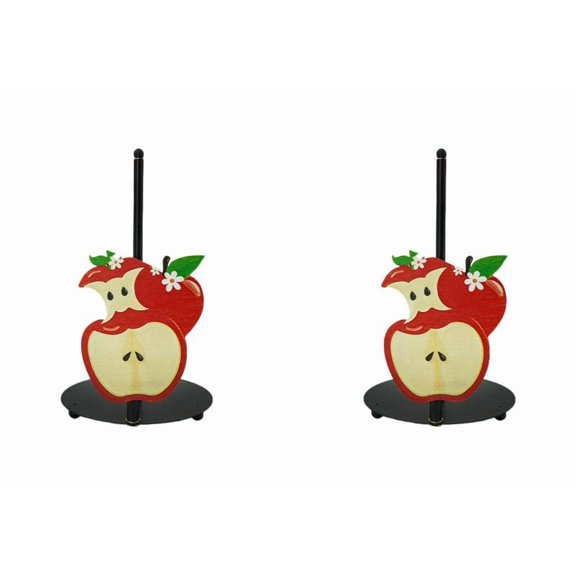 AFACUHX Apple Pattern Metal Paper Towel Holder Cute Countertop Kitchen Decor Farmhouse Large Weighted Tissue Stand for Bathroom Dining (2PC)