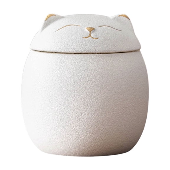AFACUHX Ceramic Cat Design Tea Canister with Lid 180ml Mini Storage Jar for Tea Coffee Herb Sugar Spice Protective and Airtight for Home Kitchen Decor