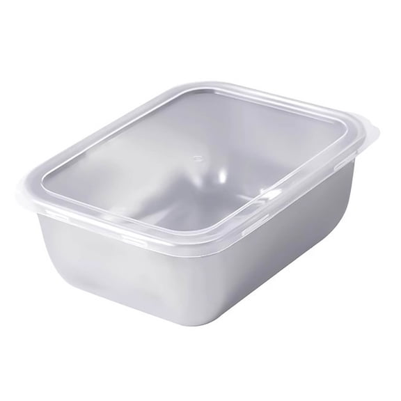 AFACUHX Food Grade Stainless Steel Square Plate with Lid Thickened Baking Pans Food Storage Container for Storing Food Baking Grilling Marinate Reusable Dish Plate Cake Pan for Kitchen (1PC)