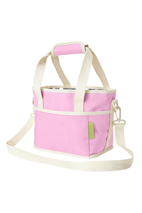 Multifunction Drink Carrier Caddy with Shoulder Strap Thermal Insulation Beverage Tote Bag Family Size 4 Compartment Adjustable Fits Large & Small Drinks Non-