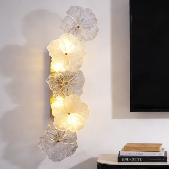 AFANQI 10.03" French Light Luxury Flower Wall Sconce Perfect for Living Room Bedroom Hallway Bathroom